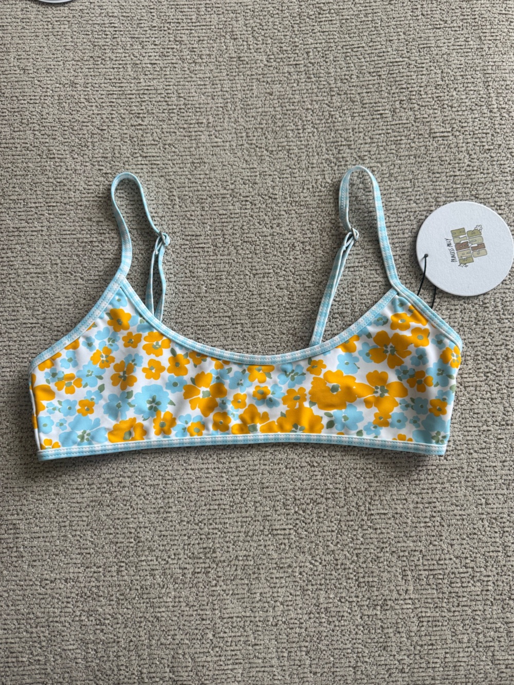 Princess Polly Yellow & Light Blue Floral Bikini Top